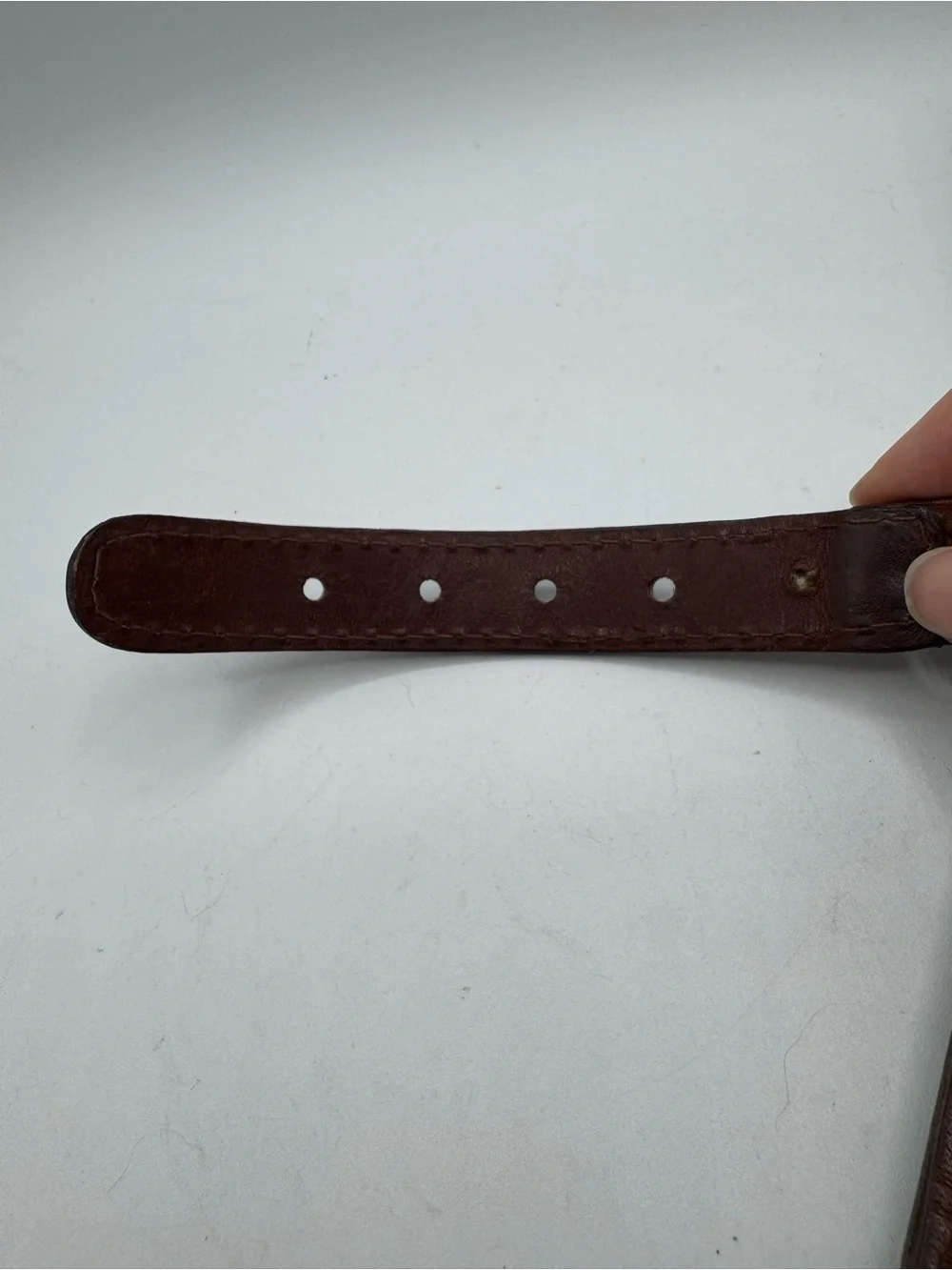 Vintage Brown Leather Made in Uruguay Latch and Loop Buckle Belt READ FOR SIZE